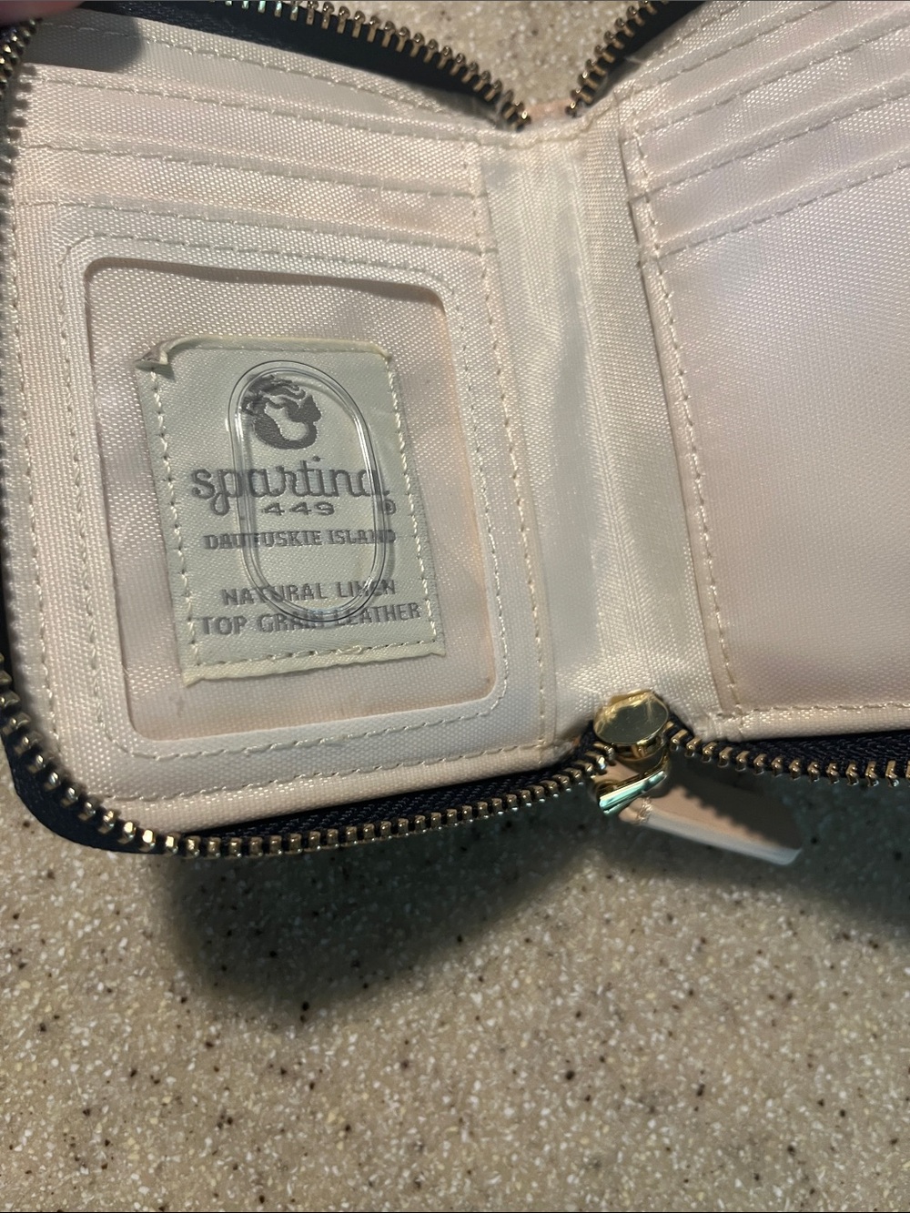 Spartina 449 Navy Floral Wallet with Beige Trim - Picture 3 of 5